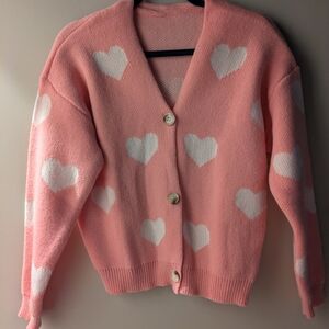 Pink Heart Patterned Women's Sweater